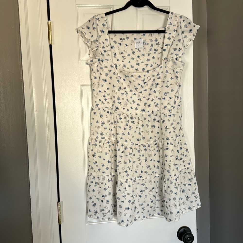 Princess Polly White and Blue Floral Mini Dress